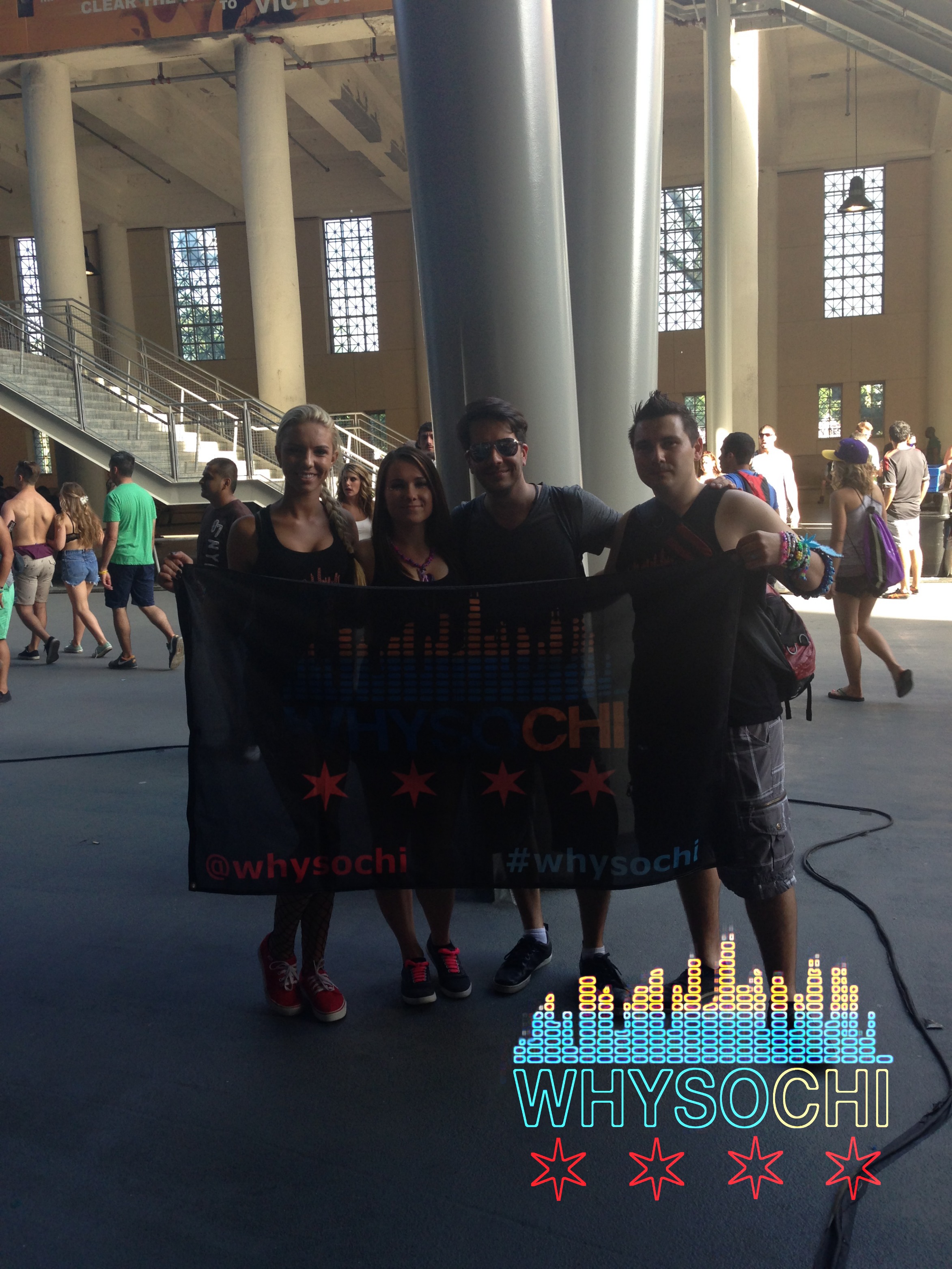 Pictured from left to right, Cathy,Izabela, Rj Pickens and Marcin post interview after his Silent Disco set at SAMF14 at Soldier Field in Chicago. 