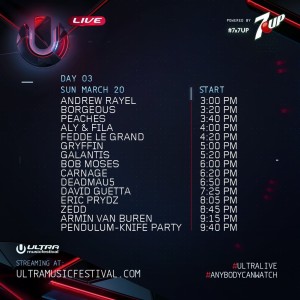 Ultra Live Day 3 Schedule